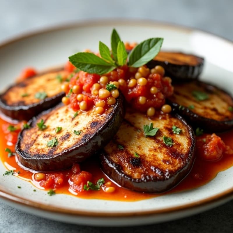Herb-Roasted Eggplant Steaks with Garlic Tomato Sauce