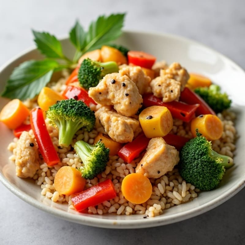 Savory Chicken and Crispy Vegetable Brown Rice Stir-Fry