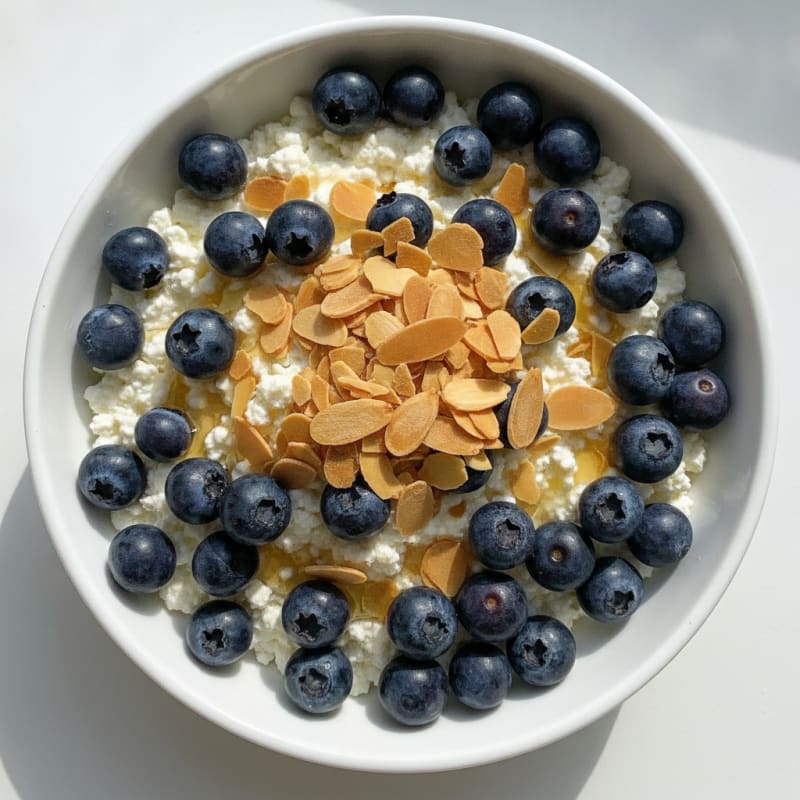 Cottage Cheese Berry Parfait with Almond Crunch
