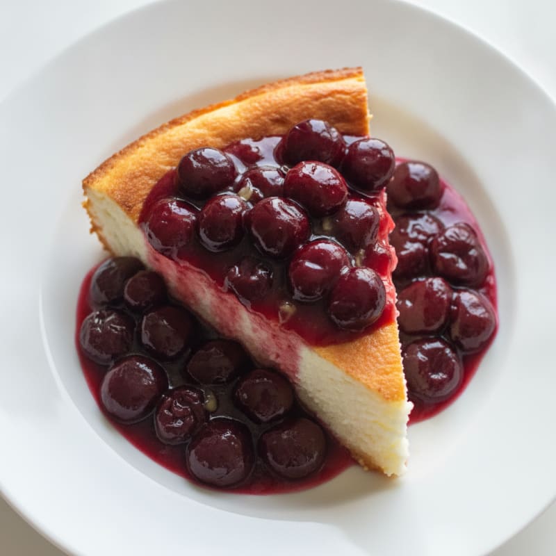 Protein Cheesecake with Dark Cherry Compote