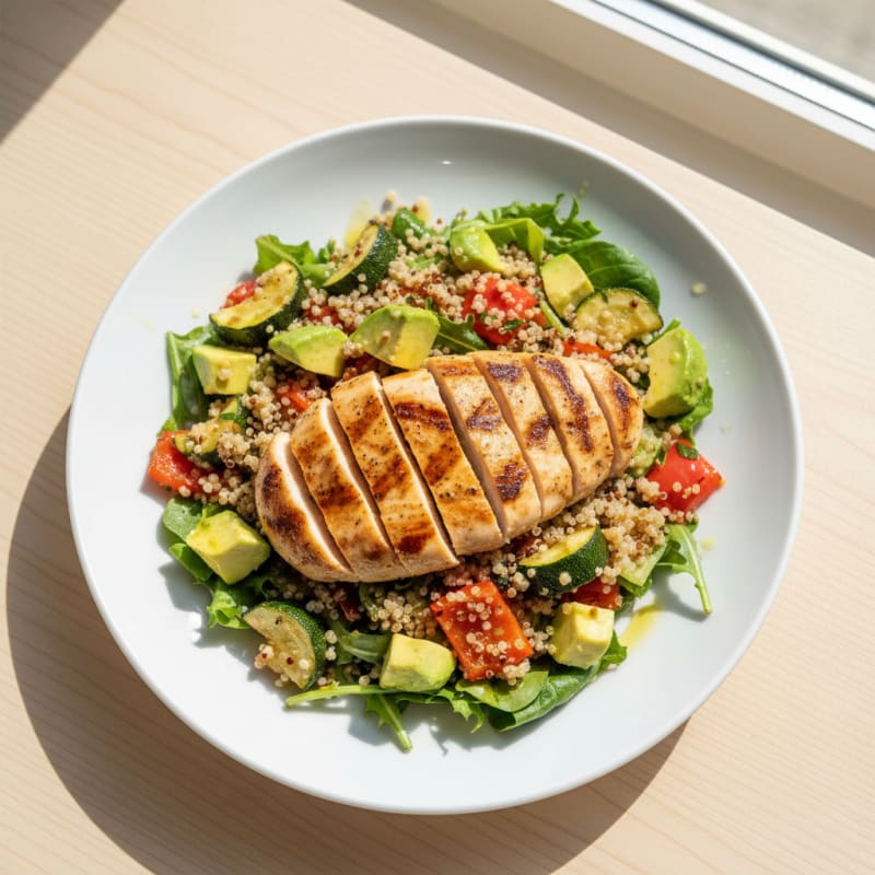 Grilled Chicken Salad with Quinoa and Roasted Vegetables
