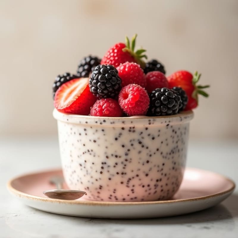 Creamy Vanilla-Almond Chia Pudding with Fresh Berries