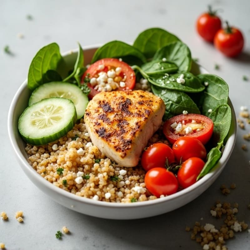 Herb-Roasted Chicken and Quinoa Bowl with Fresh Vegetables
