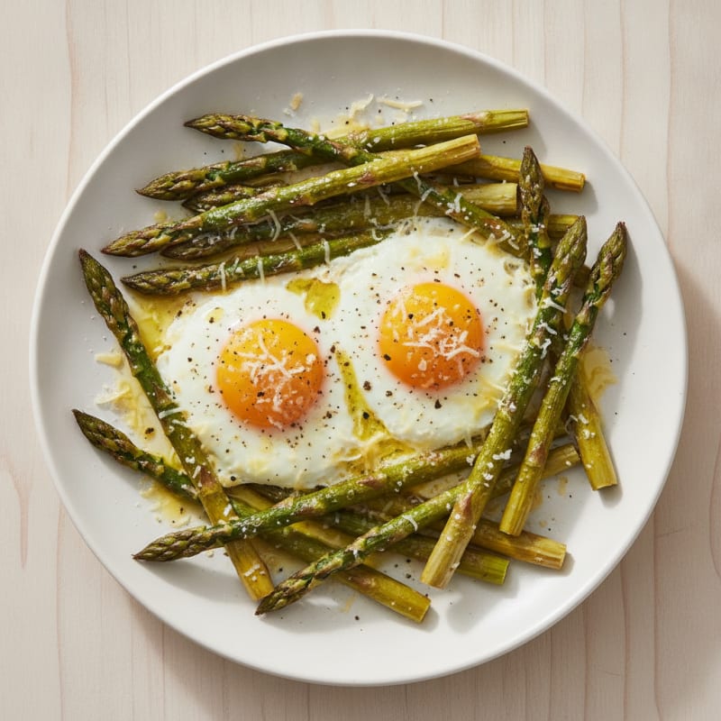 Baked Eggs with Roasted Asparagus