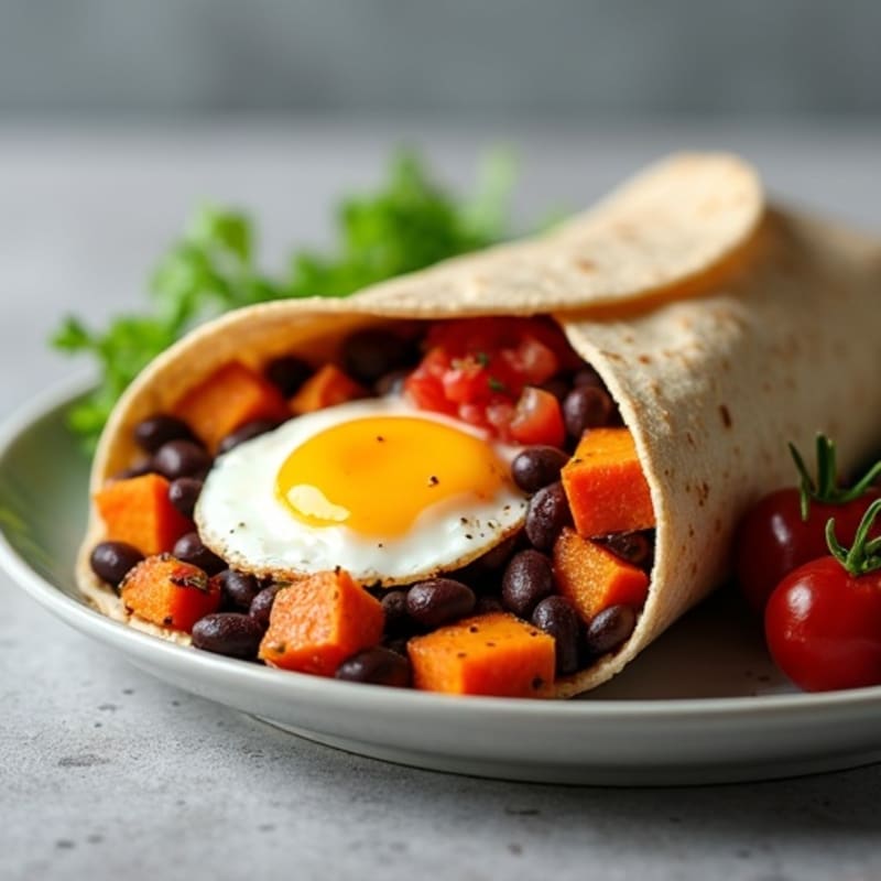 Protein-Packed Sweet Potato Black Bean Breakfast Burrito