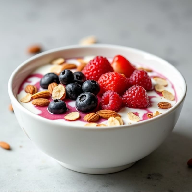 Creamy Greek Yogurt with Fresh Berries and Crunchy Toasted Almonds