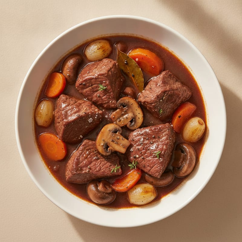 Classic Beef Bourguignon with Mushrooms