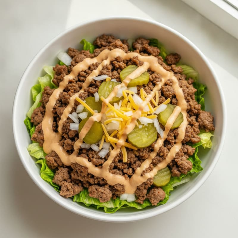 Ground Beef Big Mac Bowl