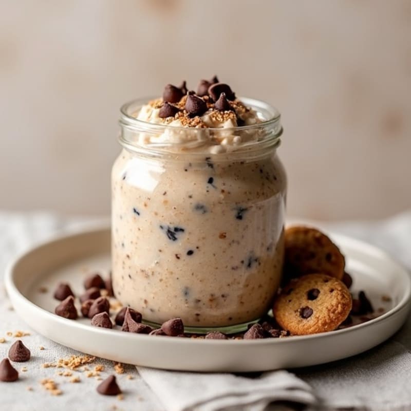 High-Protein Chocolate Chip Cookie Dough Overnight Oats