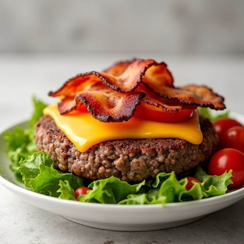 Lean Ground Beef and Crispy Bacon Cheeseburger Salad