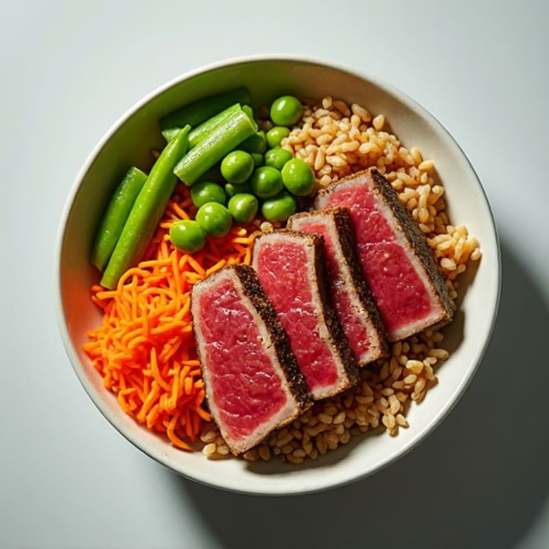 Sesame-Ginger Seared Tuna Poke Bowl