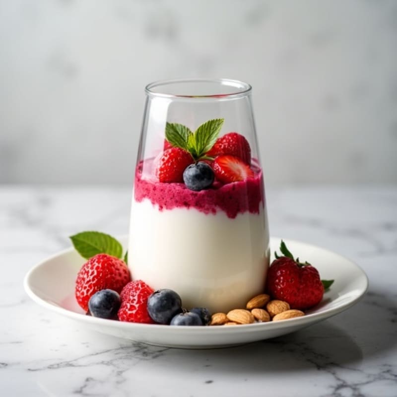 Silky Greek Yogurt Protein Parfait with Mixed Berries and Almonds