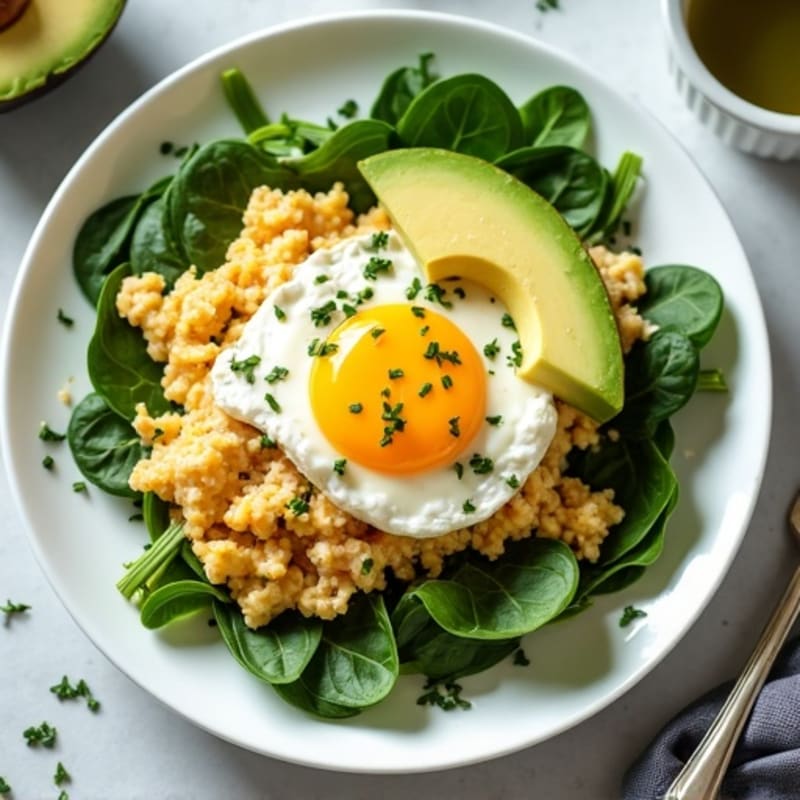 Egg White and Turkey Spinach Scramble with Cottage Cheese