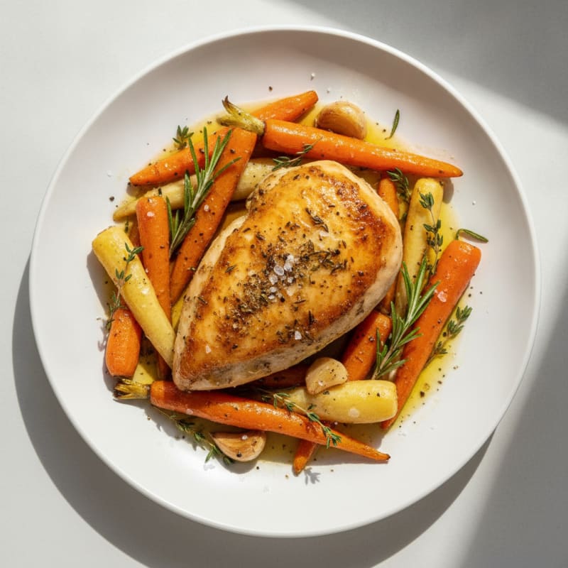 Garlic Herb Roasted Chicken with Root Vegetables