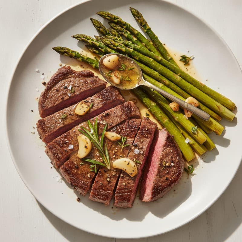 Garlic Herb Butter Steak with Asparagus