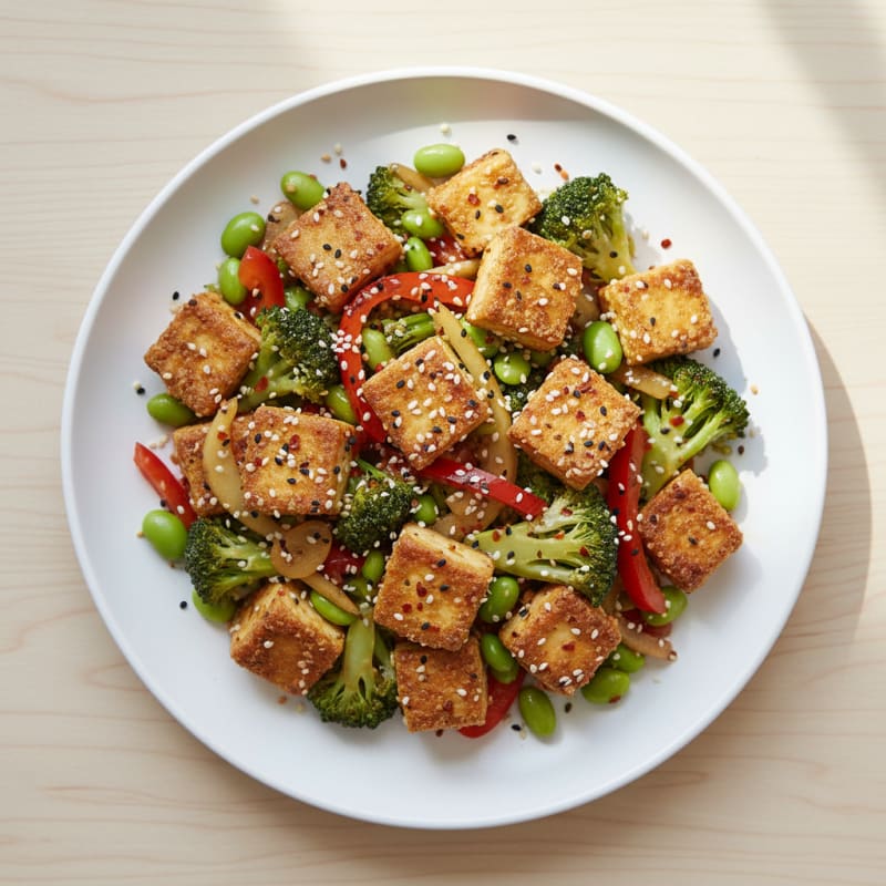 Crispy Sesame-Ginger Tofu Stir-Fry