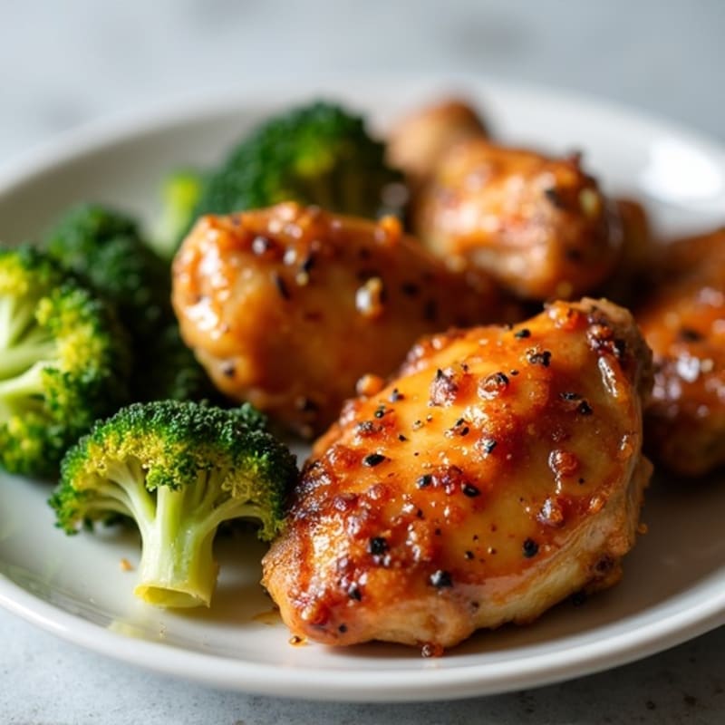 Crispy Honey Garlic Baked Chicken Wings with Roasted Broccoli