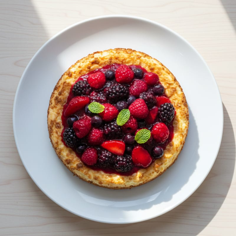 Greek Yogurt Protein Cheesecake with Mixed Berries