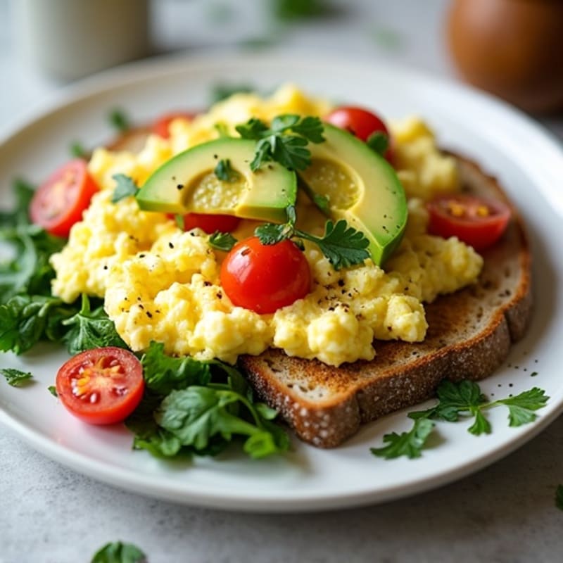 Egg White and Cottage Cheese Scramble with Spinach and Cherry Tomatoes