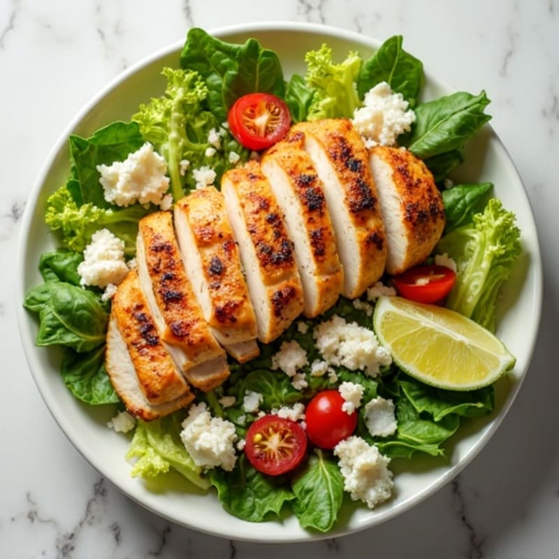 Grilled Chicken Caesar Salad with Crispy Romaine