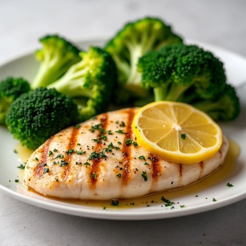 Grilled Lemon Chicken Breast with Steamed Broccoli
