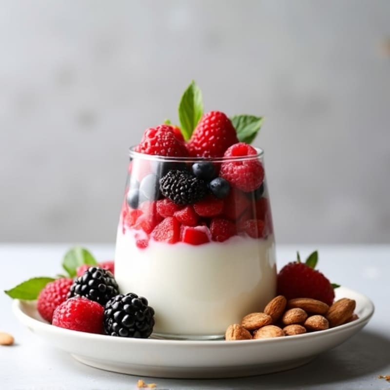 Greek Yogurt Protein Parfait with Mixed Berries and Almonds