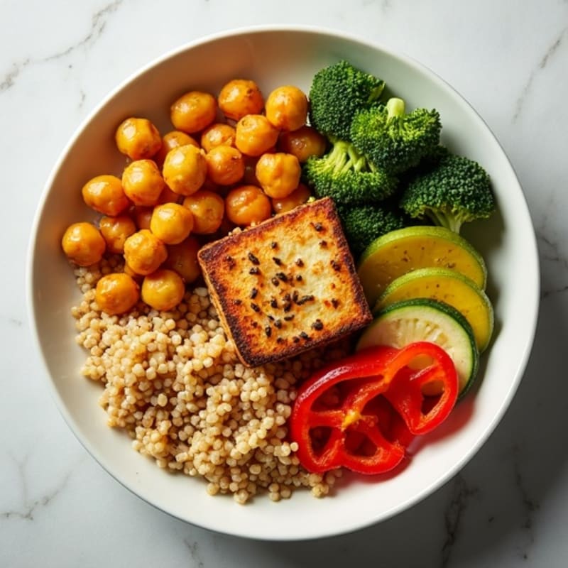 Crispy Chickpea and Roasted Vegetable Bowl