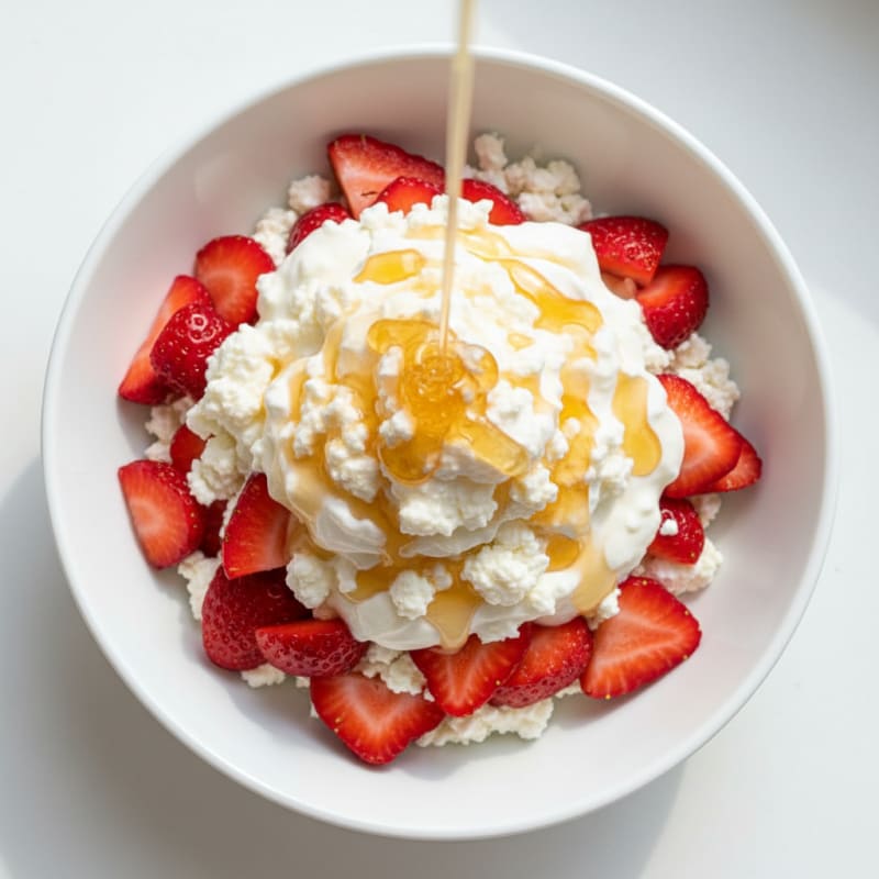 High-Protein Strawberry Yogurt Parfait with Soft Cheese