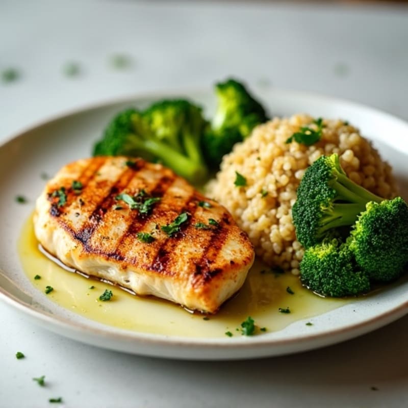 Grilled Chicken Breast with Quinoa and Steamed Broccoli