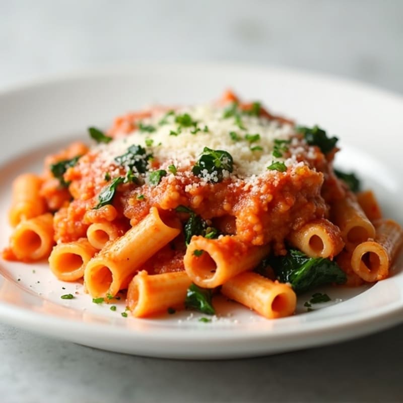 Healthy Baked Ziti with Lean Ground Turkey and Spinach