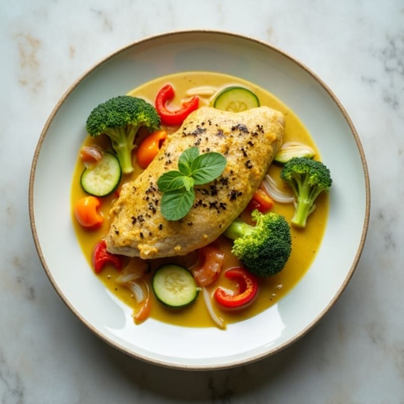 Creamy Green Chicken Curry with Fresh Vegetables