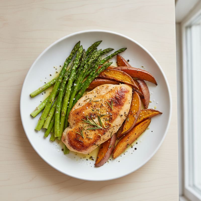 Lemon Herb Roasted Chicken with Asparagus