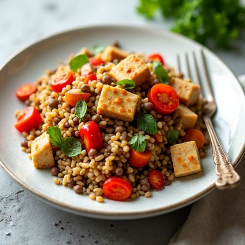 Lentil and Vegetable Stir-Fry with Brown Rice