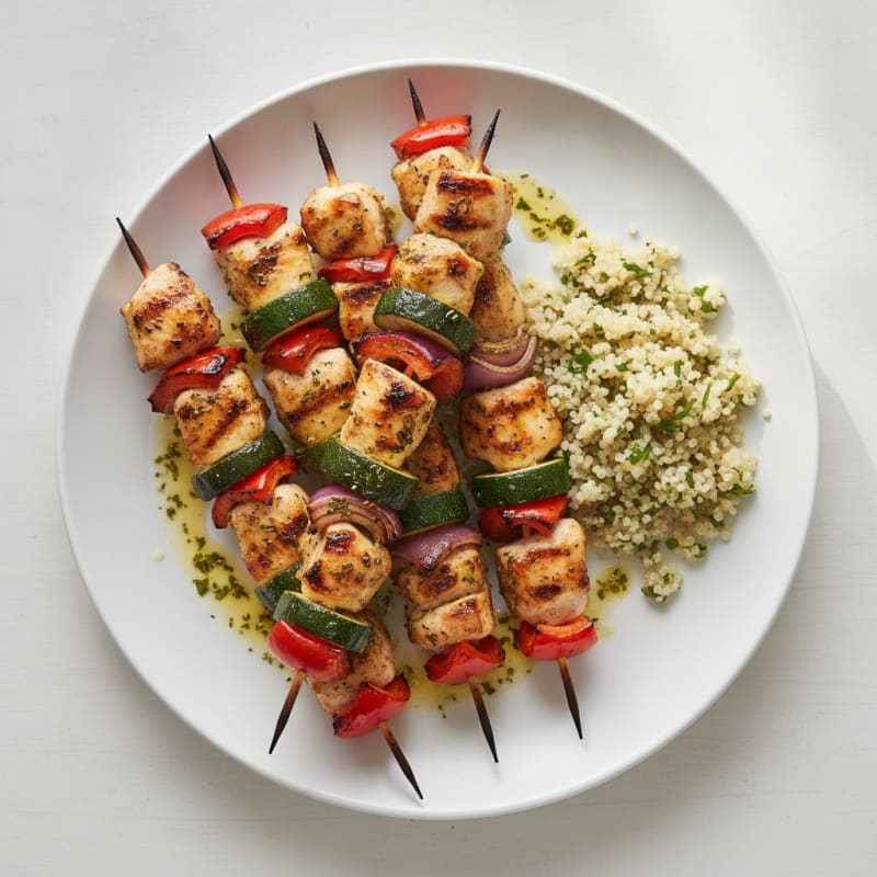 Grilled Lemon-Herb Chicken and Veggie Skewers