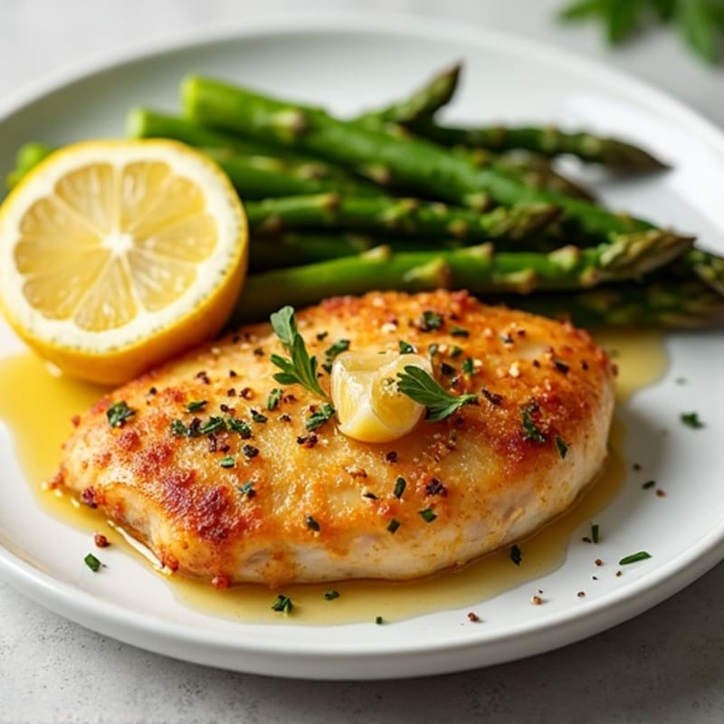Crispy Lemon Garlic Chicken with Roasted Asparagus