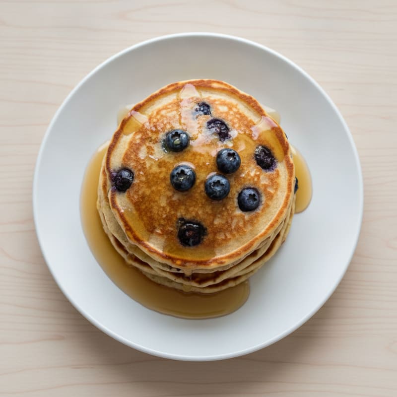 Blueberry Protein Pancakes with Maple Syrup