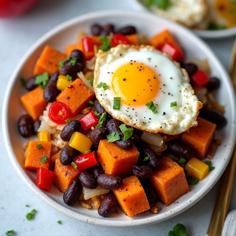 Spicy Sweet Potato Black Bean Hash