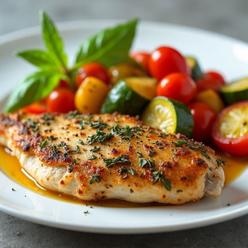 Herb-Crusted Pan Seared Chicken with Roasted Vegetables