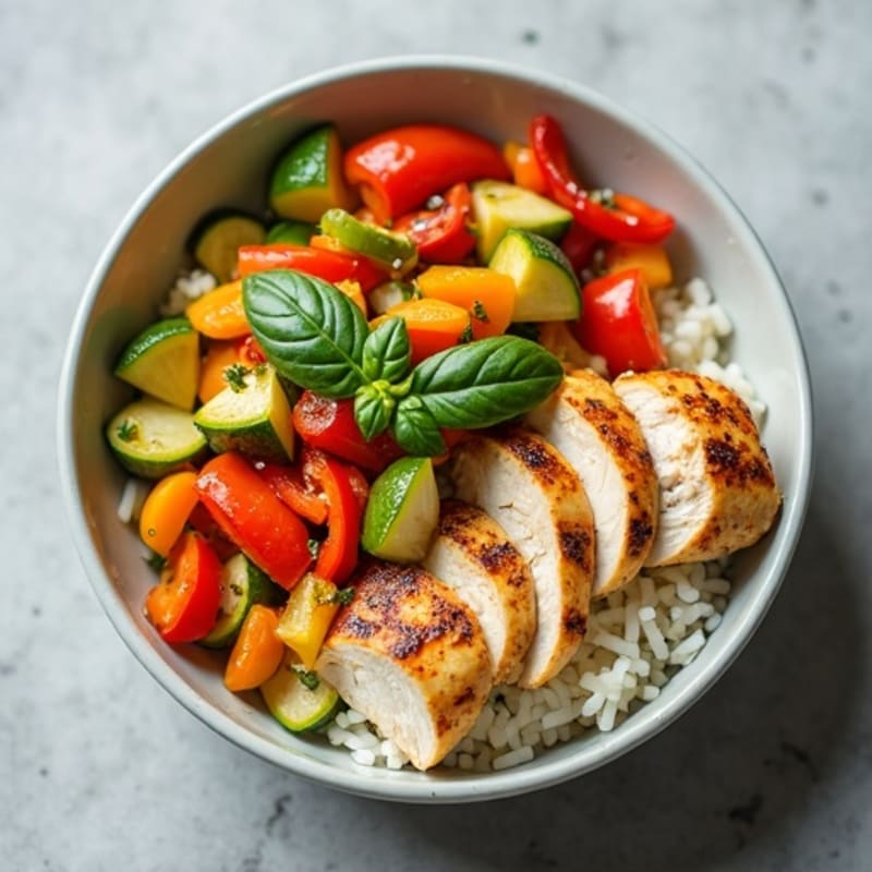 Grilled Chicken and Veggie Rice Bowl