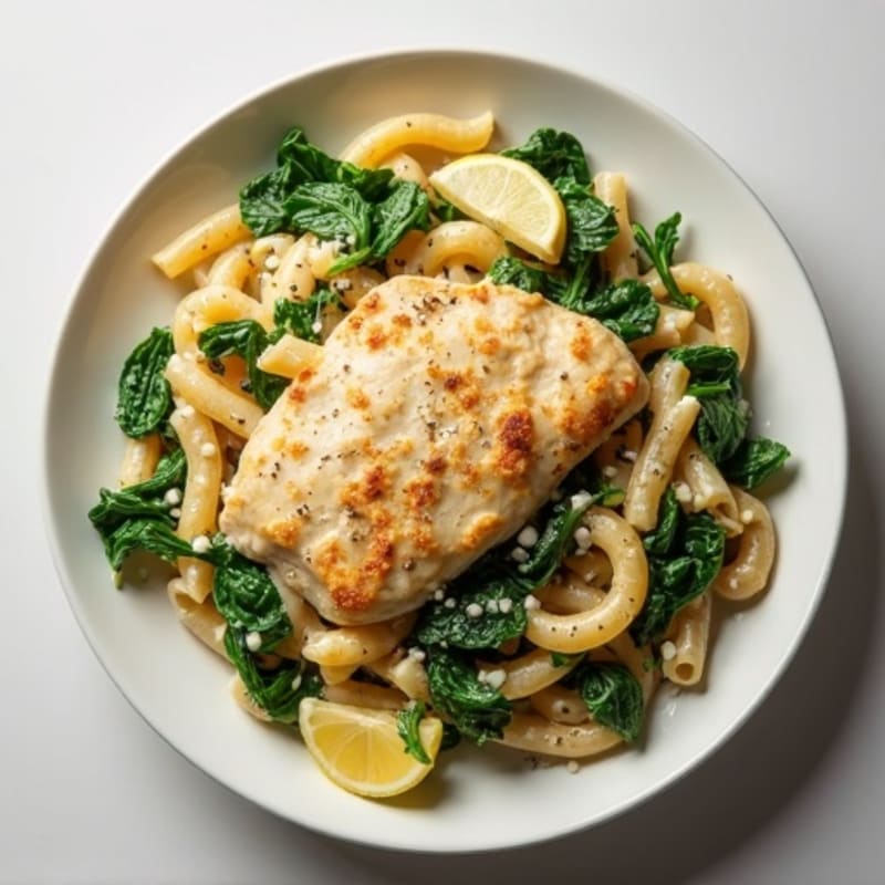Creamy Lemon Garlic Chicken and Spinach Pasta