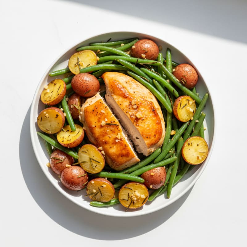 Roasted Chicken Breast with Garlic Herb Potatoes