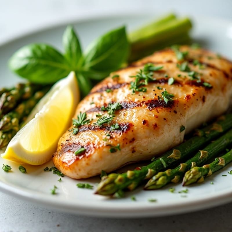 Grilled Lemon Herb Chicken with Roasted Asparagus