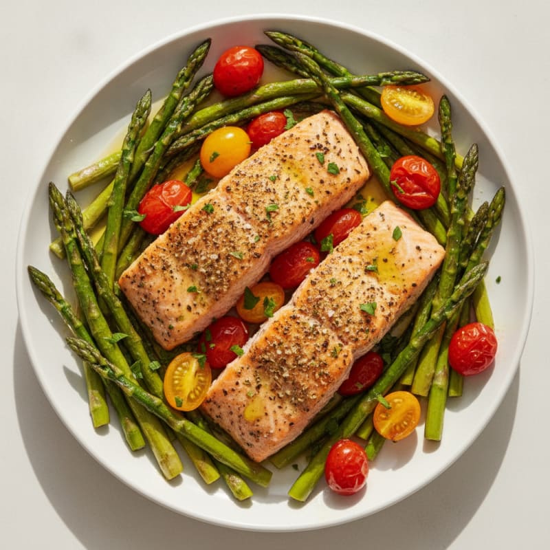 Herb-Roasted Mediterranean Salmon & Asparagus