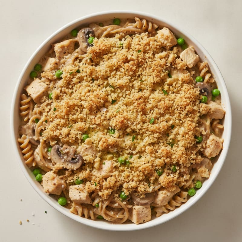 Chicken Tetrazzini with Parmesan Breadcrumbs