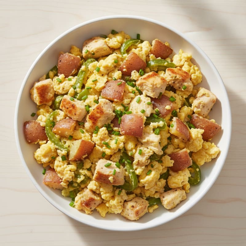 Crispy Potato and Chicken Egg Scramble