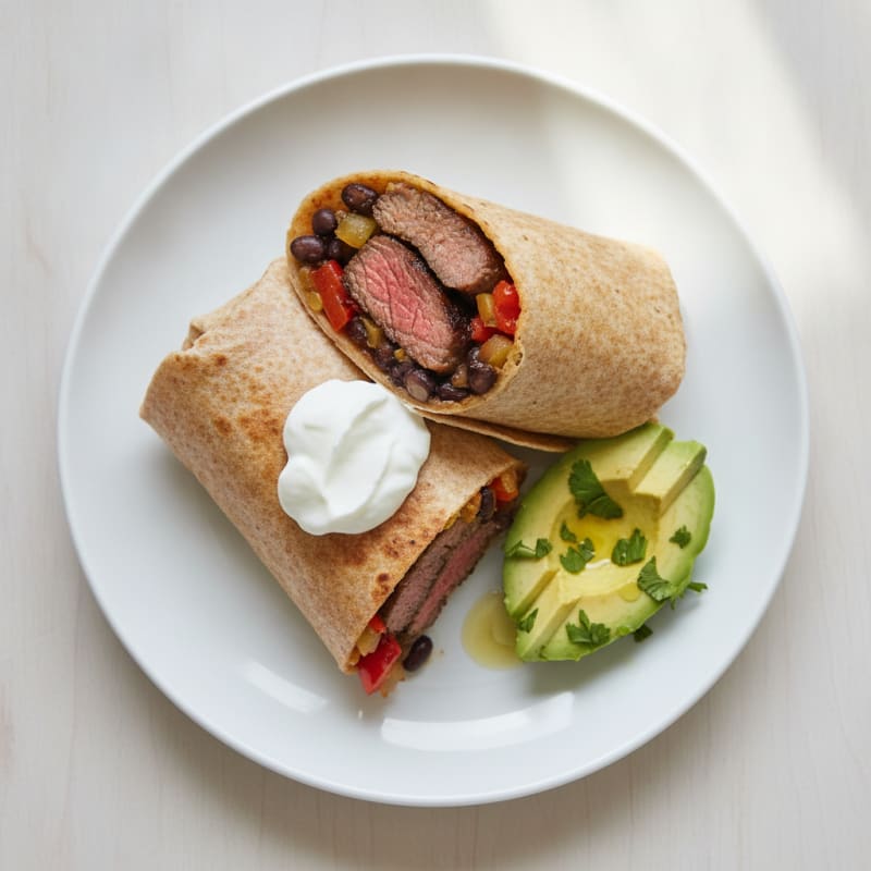 Loaded Steak and Bean Burrito