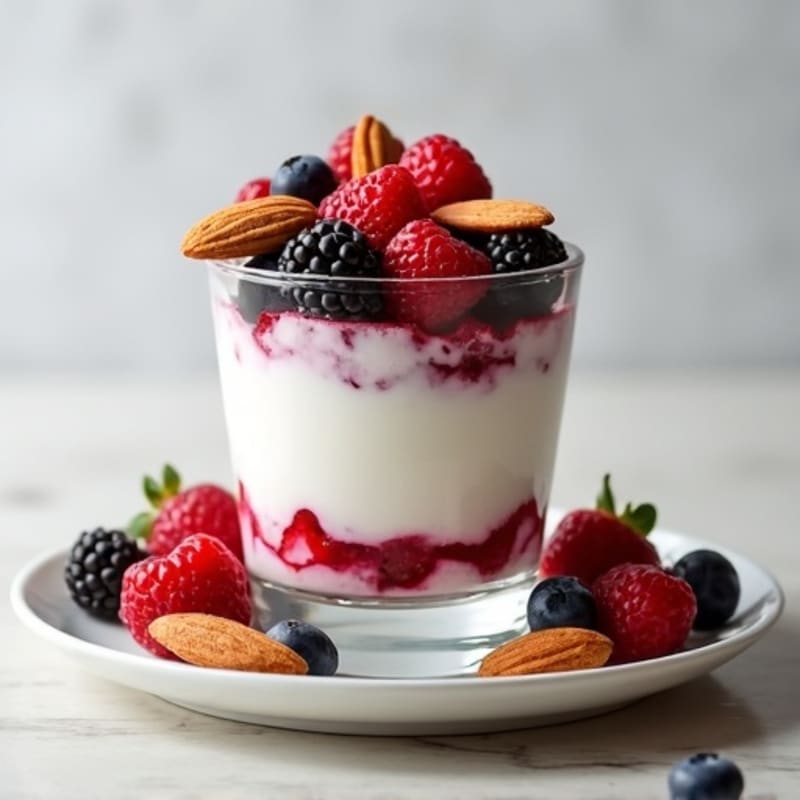 Creamy Greek Yogurt Protein Parfait with Mixed Berries and Almonds
