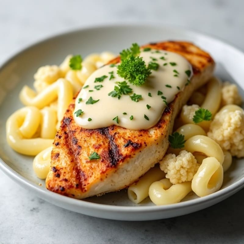 Creamy Cauliflower Alfredo with Grilled Chicken