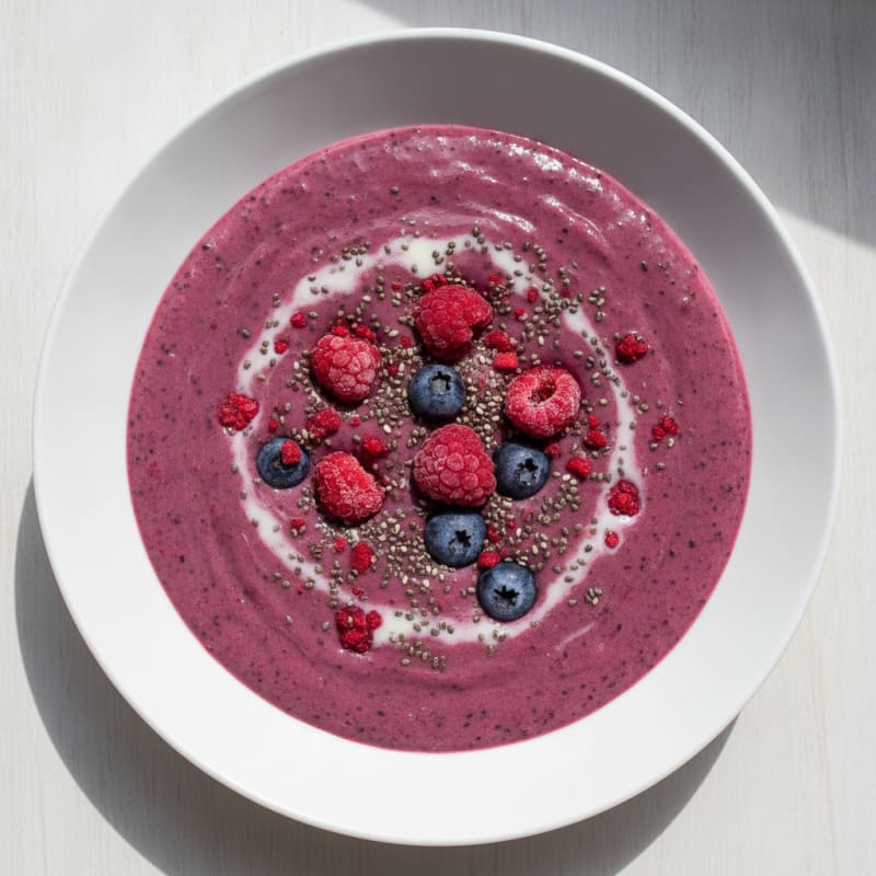 Silky Tofu Protein Smoothie with Chia and Berries