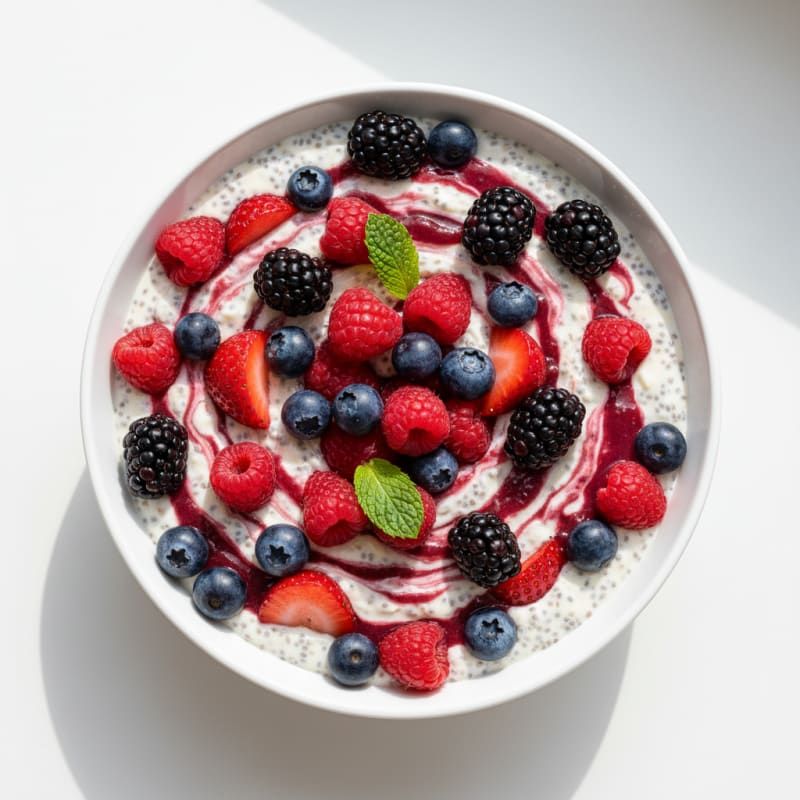 Coconut Chia Seed Pudding with Berries